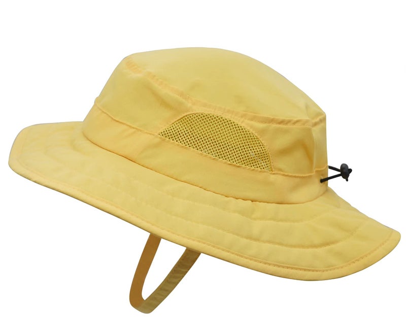 Connectyle Kids UPF 50+ Bucket Sun Hat UV Sun Protection Hats Wide Brim Summer Beach Hat Yellow - Image 1